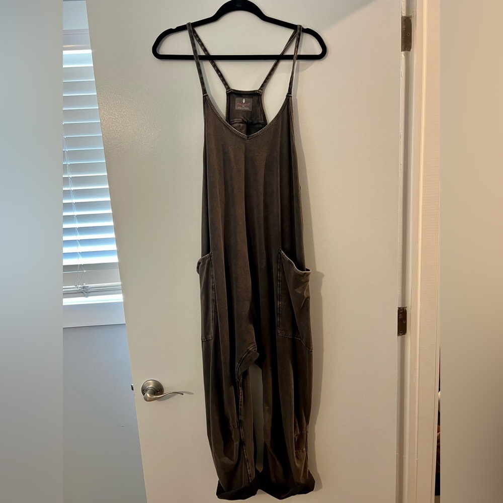 Free People Hot Shot Onesie by FP Movement, washed black, size Small.